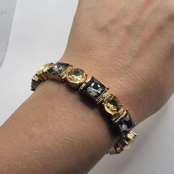 Chunky Bohemian Stretchy Rhinestone Bracelet 7.2in - Picture 4 of 7